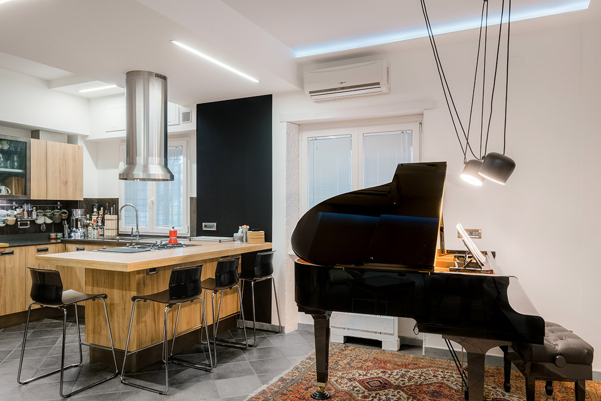 Casa del Pianista - Open space salone e cucina